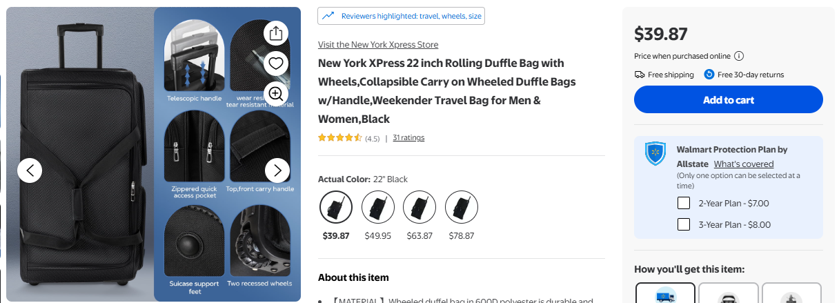 BOLSA DE VIAJE PARA MANO - EXTRA GRANDE - ADULTOS